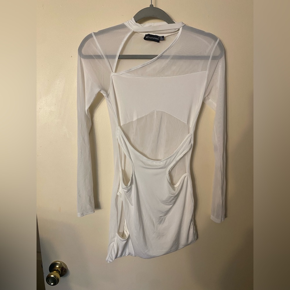 white mesh dress